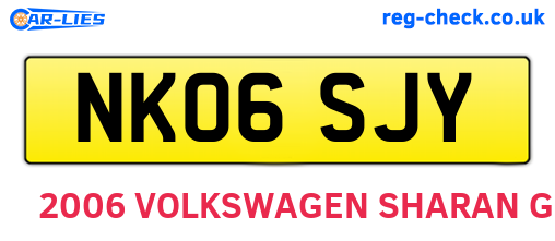 NK06SJY are the vehicle registration plates.