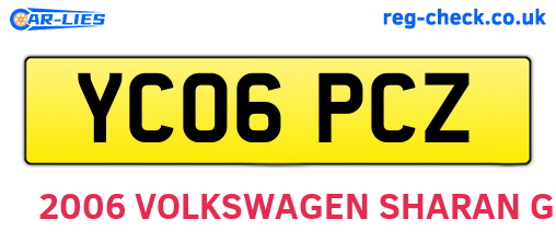 YC06PCZ are the vehicle registration plates.