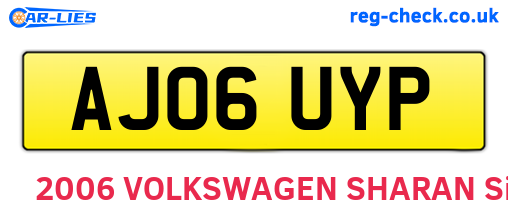 AJ06UYP are the vehicle registration plates.