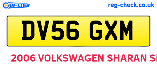 DV56GXM are the vehicle registration plates.