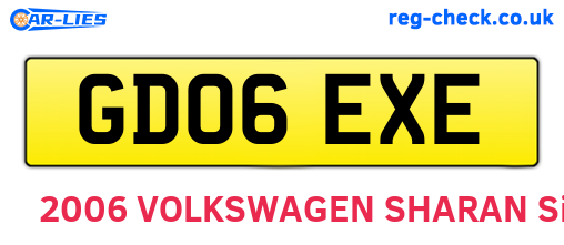 GD06EXE are the vehicle registration plates.