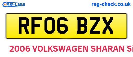RF06BZX are the vehicle registration plates.