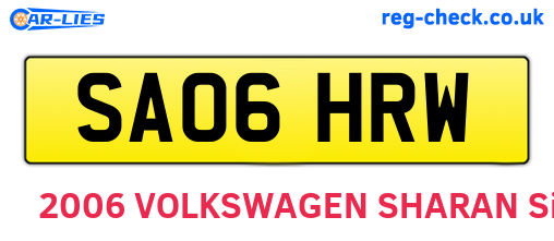 SA06HRW are the vehicle registration plates.