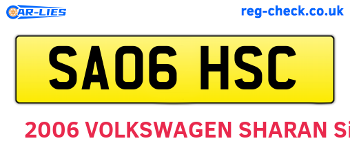 SA06HSC are the vehicle registration plates.