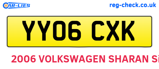 YY06CXK are the vehicle registration plates.