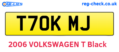 T70KMJ are the vehicle registration plates.