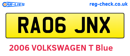RA06JNX are the vehicle registration plates.