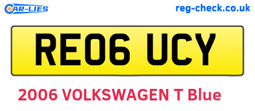 RE06UCY are the vehicle registration plates.