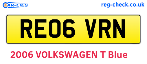 RE06VRN are the vehicle registration plates.