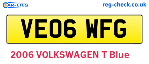 VE06WFG are the vehicle registration plates.