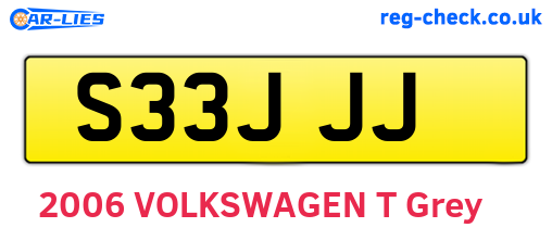 S33JJJ are the vehicle registration plates.