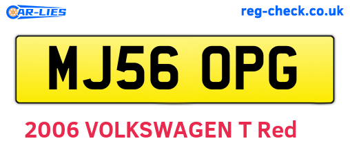 MJ56OPG are the vehicle registration plates.