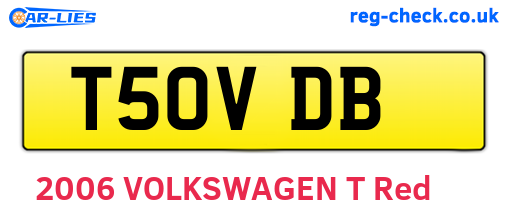 T50VDB are the vehicle registration plates.