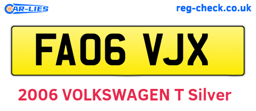 FA06VJX are the vehicle registration plates.