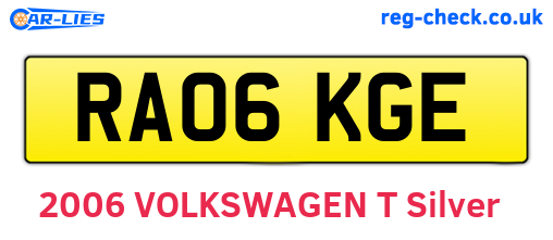 RA06KGE are the vehicle registration plates.