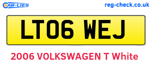 LT06WEJ are the vehicle registration plates.