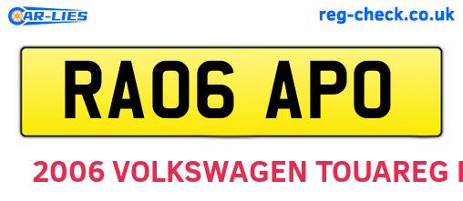RA06APO are the vehicle registration plates.