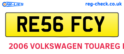 RE56FCY are the vehicle registration plates.