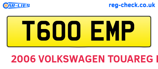 T600EMP are the vehicle registration plates.