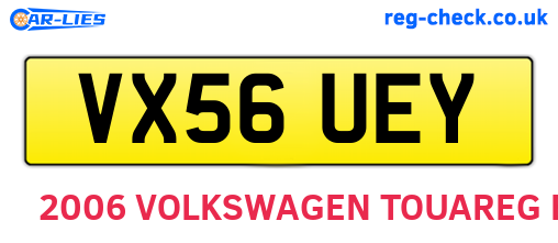 VX56UEY are the vehicle registration plates.