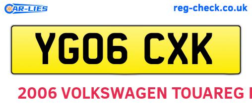 YG06CXK are the vehicle registration plates.