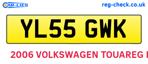 YL55GWK are the vehicle registration plates.