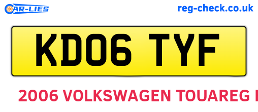KD06TYF are the vehicle registration plates.