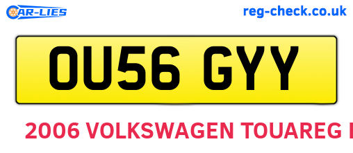 OU56GYY are the vehicle registration plates.