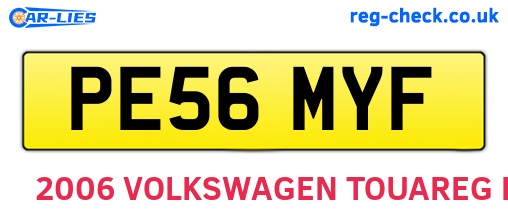 PE56MYF are the vehicle registration plates.
