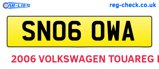 SN06OWA are the vehicle registration plates.