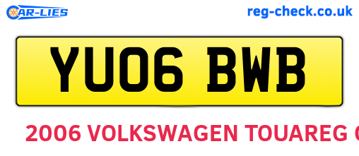 YU06BWB are the vehicle registration plates.