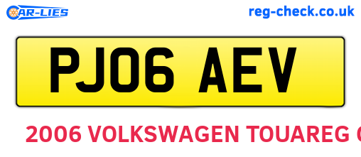 PJ06AEV are the vehicle registration plates.