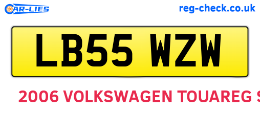 LB55WZW are the vehicle registration plates.