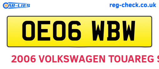 OE06WBW are the vehicle registration plates.