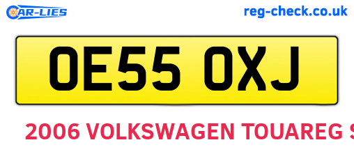 OE55OXJ are the vehicle registration plates.