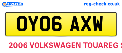 OY06AXW are the vehicle registration plates.
