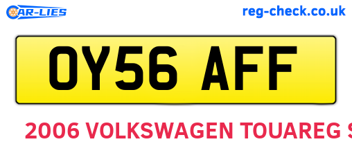 OY56AFF are the vehicle registration plates.