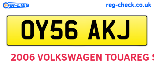 OY56AKJ are the vehicle registration plates.