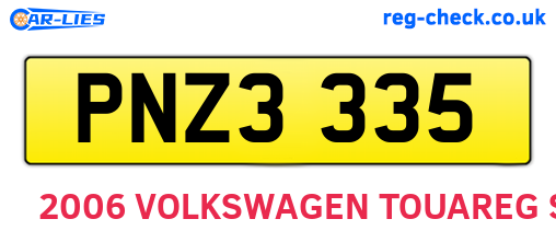 PNZ3335 are the vehicle registration plates.