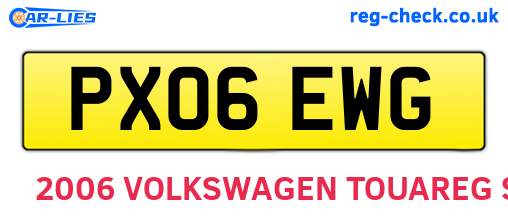 PX06EWG are the vehicle registration plates.