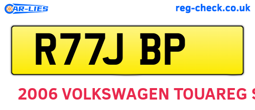 R77JBP are the vehicle registration plates.