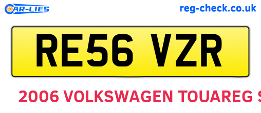 RE56VZR are the vehicle registration plates.