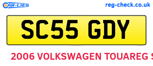 SC55GDY are the vehicle registration plates.