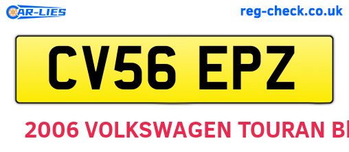 CV56EPZ are the vehicle registration plates.