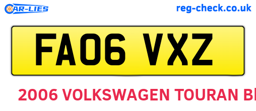 FA06VXZ are the vehicle registration plates.
