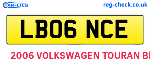 LB06NCE are the vehicle registration plates.