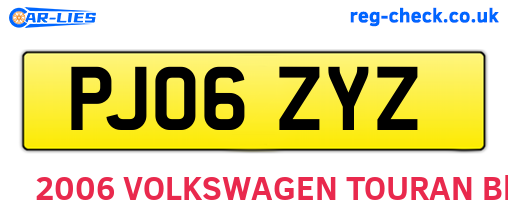 PJ06ZYZ are the vehicle registration plates.