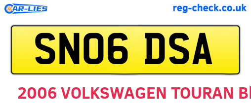 SN06DSA are the vehicle registration plates.