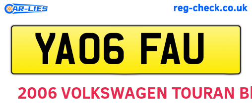 YA06FAU are the vehicle registration plates.