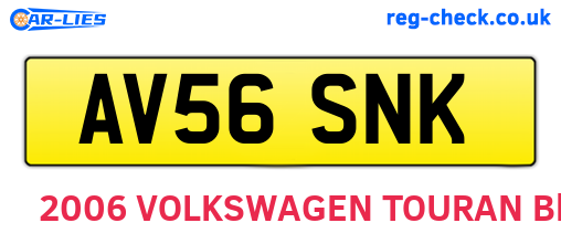 AV56SNK are the vehicle registration plates.